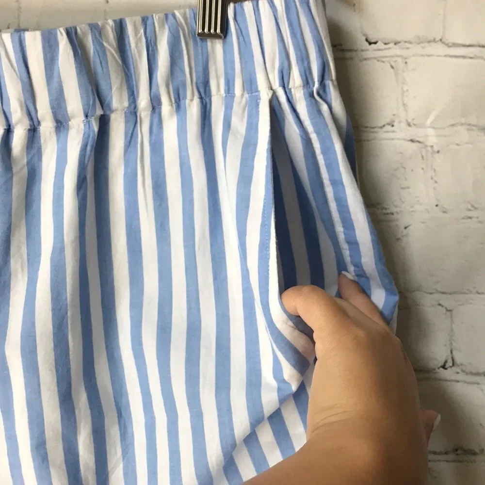 On 34th Blue and White Striped Women's Shorts L
